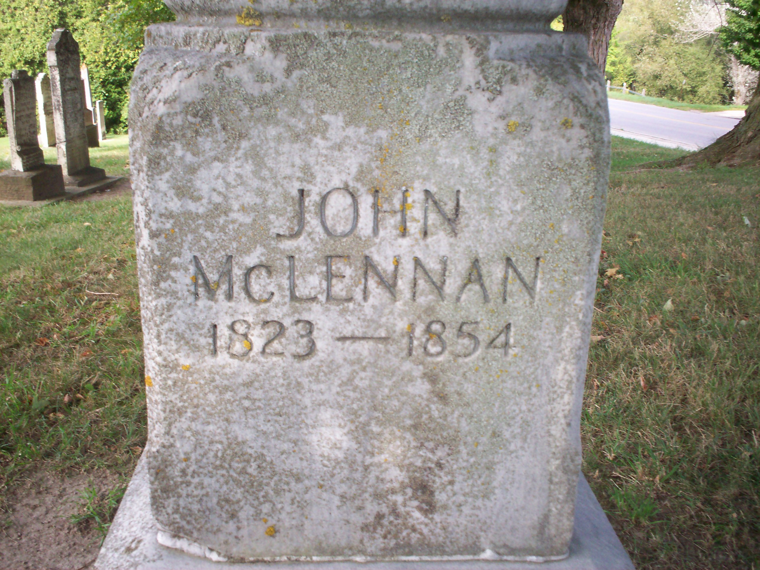 Photo of headstones/John McLennan 1823-1854 hdstn Tiverton ON